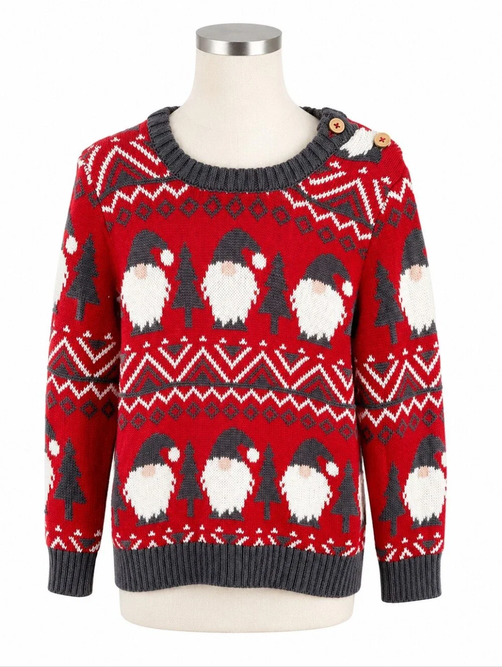 Holiday Time Kids Gnome Sweater 4T NWT Red Grey Christmas Ugly Holiday Knit